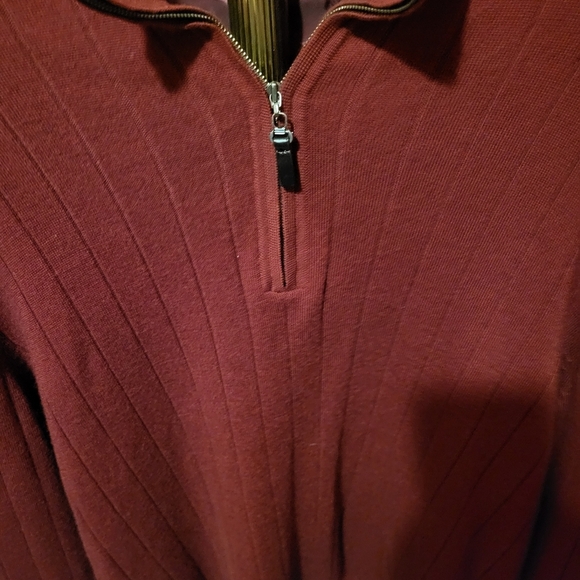 Fairway & Greene PGA Italian Wool Burgundy Quarter Zip Lined Sweater Size XXL - Picture 5 of 5